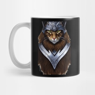 Viking Cat Portrait in Armour Mug